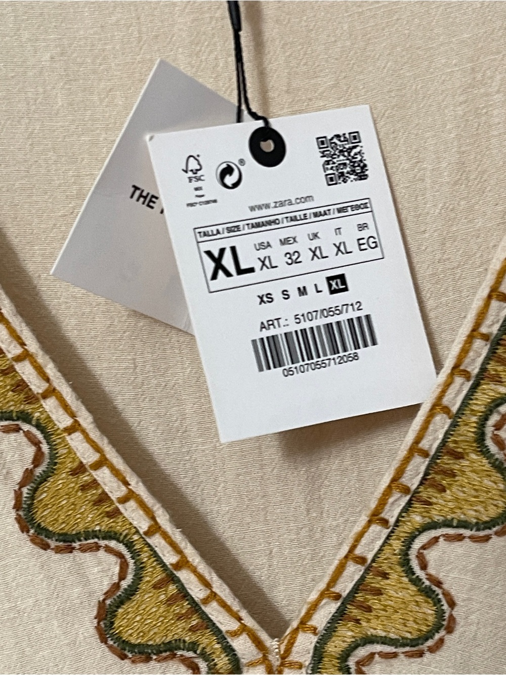 ZARA "The Romy" Embroidered Cotton Linen Blend Dress Floral Boho Size XL NWT - Picture 8 of 14